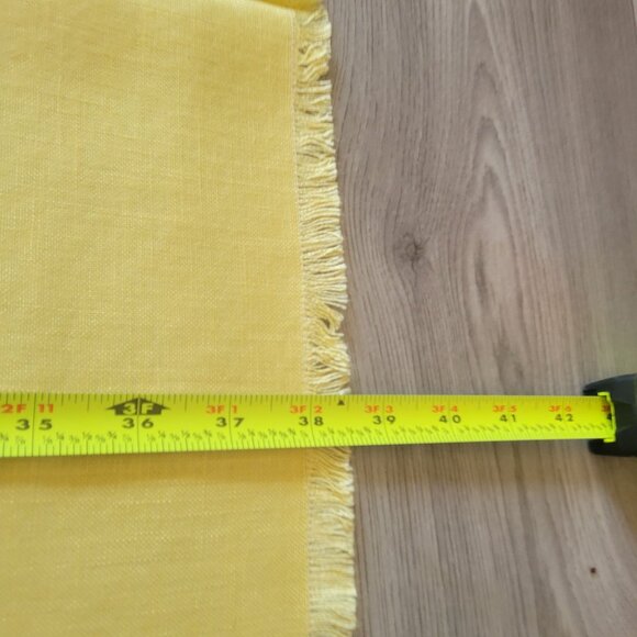 Yellow Square Cotton Tablecloth With Fringed Edges 36" X 36" - Picture 6 of 6